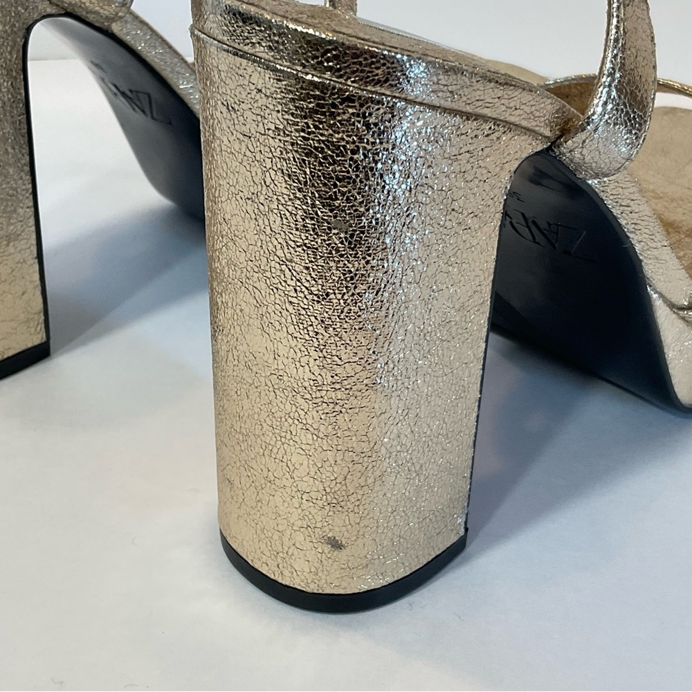 Zara gold metallic platform sandals nwt size 8 3332/810 - Picture 10 of 15